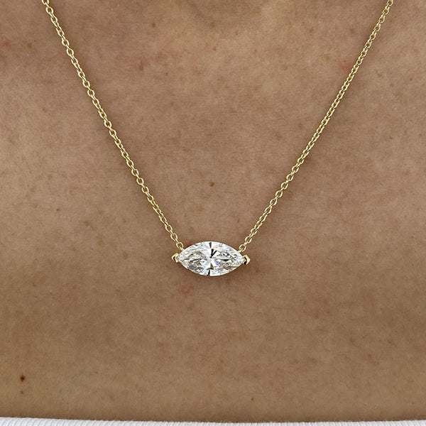 Diamond Pendant Necklace 1.2 Ct Yellow Gold 