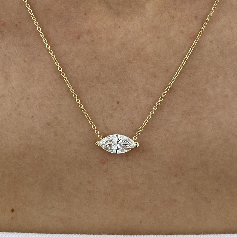 Diamond Pendant Necklace 1.2 Ct Yellow Gold 