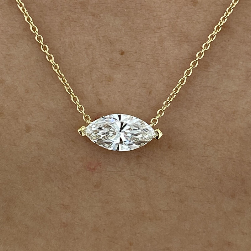 Diamond Pendant Necklace 1.2 Ct Yellow Gold