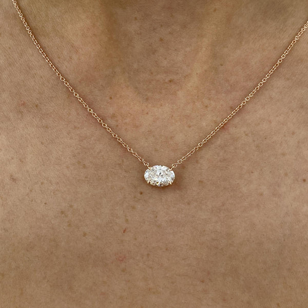Diamond Pendant Necklace 1 Ct Rose Gold 