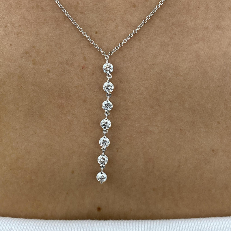Diamond Lariat Necklace 0.93 Carat White Gold 14K