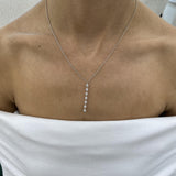 Diamond Lariat Necklace 0.93 Carat White Gold 14K