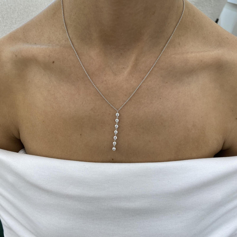 Diamond Lariat Necklace 0.93 Carat White Gold 14K