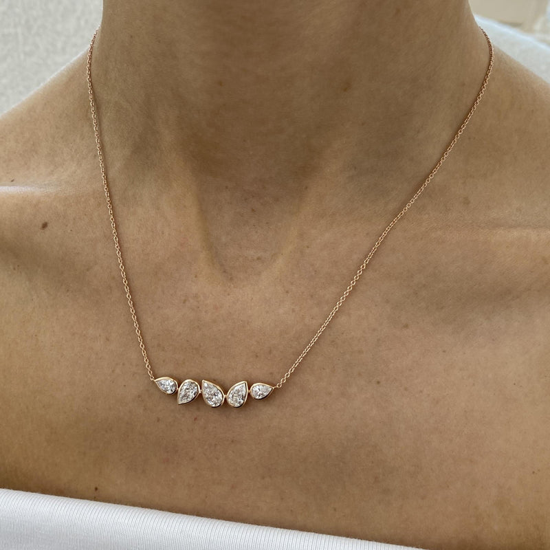 Diamond Pendant Necklace 2 ct Rose Gold