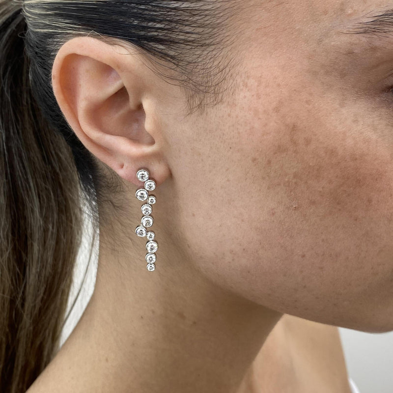 Diamond Drop Earrings 2.95 Carat White Gold 14K