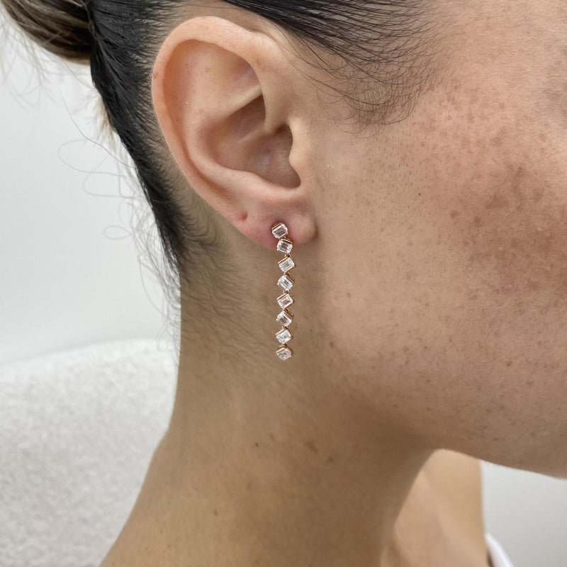 Diamond Drop Earrings 2.41 Carat Rose Gold 14K