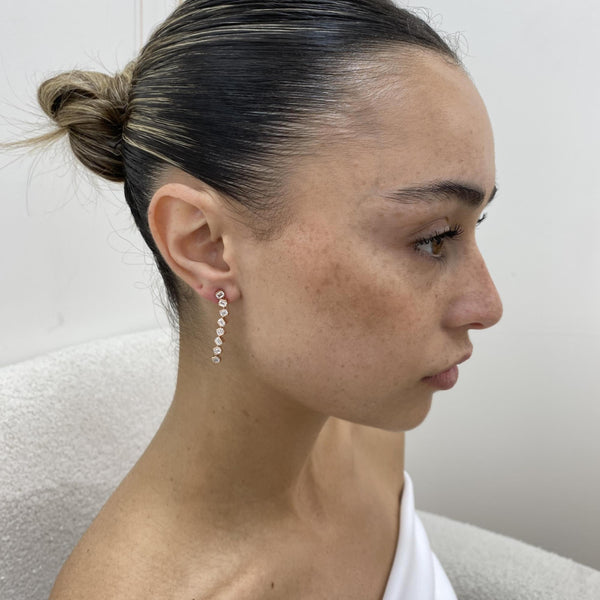 Diamond Drop Earrings 2.41 Carat Rose Gold 14K