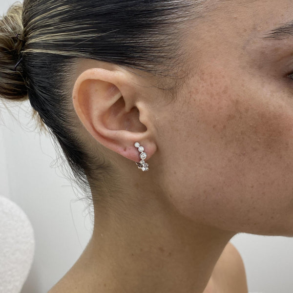 Diamond C Hoop Earrings 1.19 Carat White Gold 14K