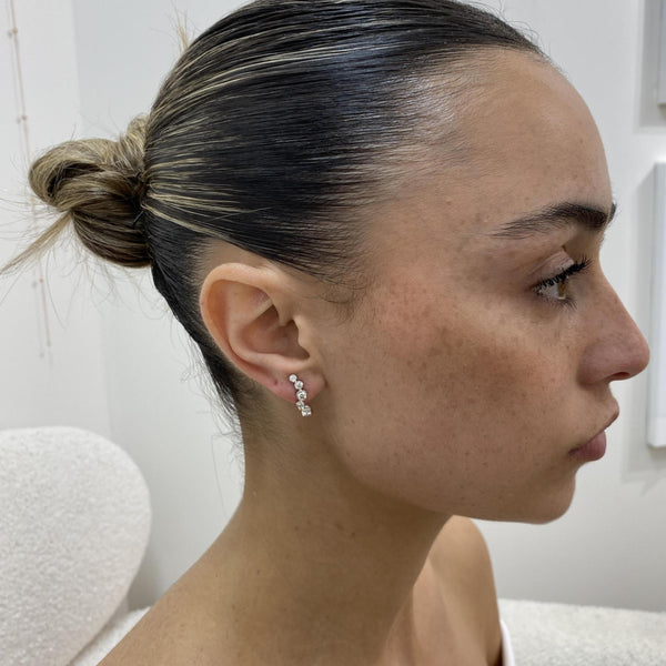 Diamond C Hoop Earrings 1.19 Carat White Gold 14K