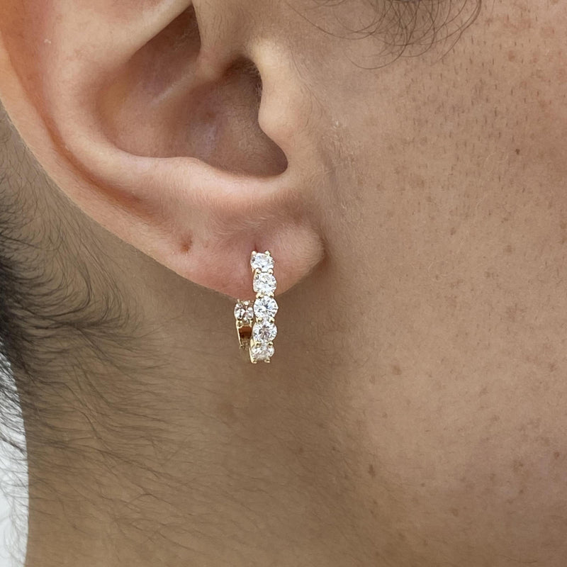 Diamond Hoop Earrings 1.30 Carat Yellow Gold 14K
