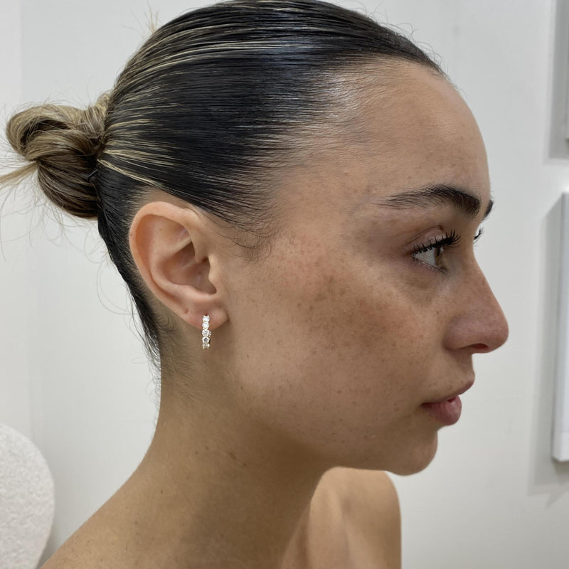Diamond Hoop Earrings 1.30 Carat Yellow Gold 14K