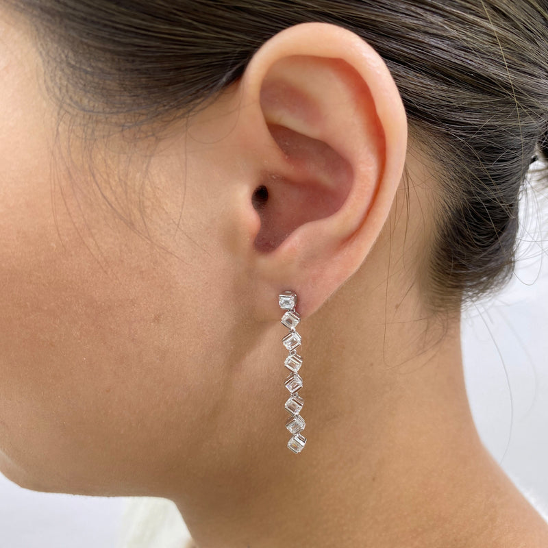 Diamond Drop Earrings 2.4 ct White Gold