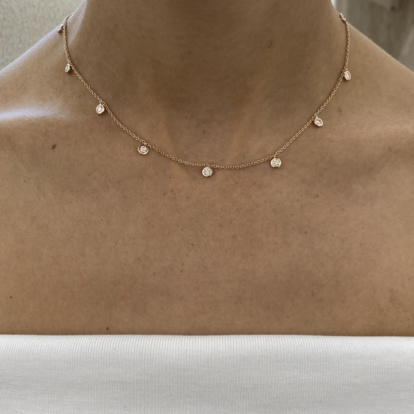 Diamond Chain Necklace 0.99 Carat Rose Gold 14K