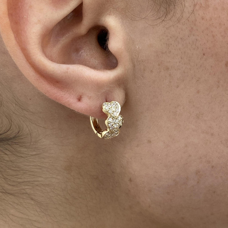 Diamond Huggie Earrings 0.50 Carat Yellow Gold 14K