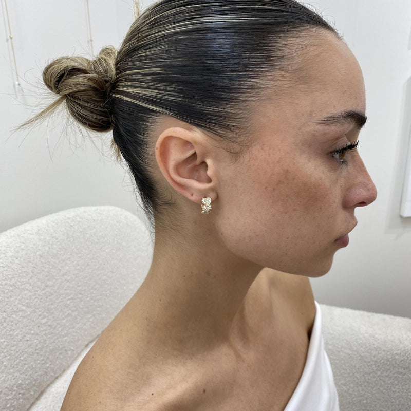 Diamond Huggie Earrings 0.50 Carat Yellow Gold 14K