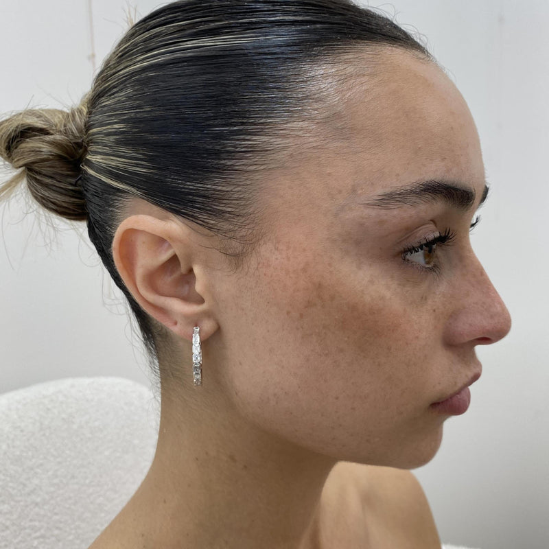 Diamond Hoop Earrings 1.40 Carat White Gold 14K