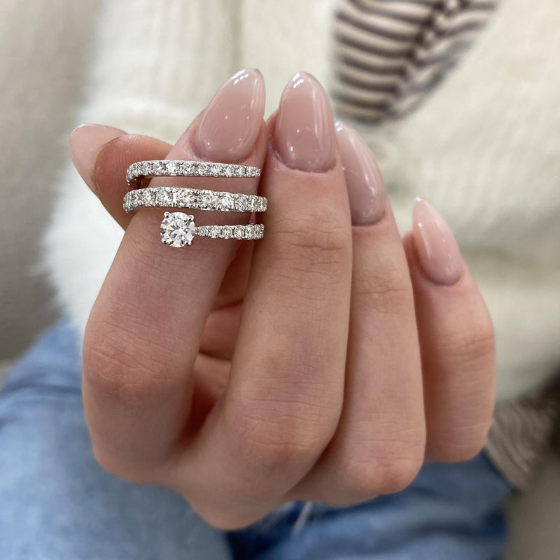 Diamond Wrap Ring 1.43 Carat White Gold 14K