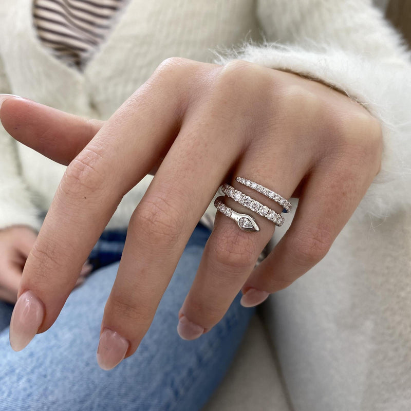 Diamond Wrap Ring 1.57 Carat White Gold 14K