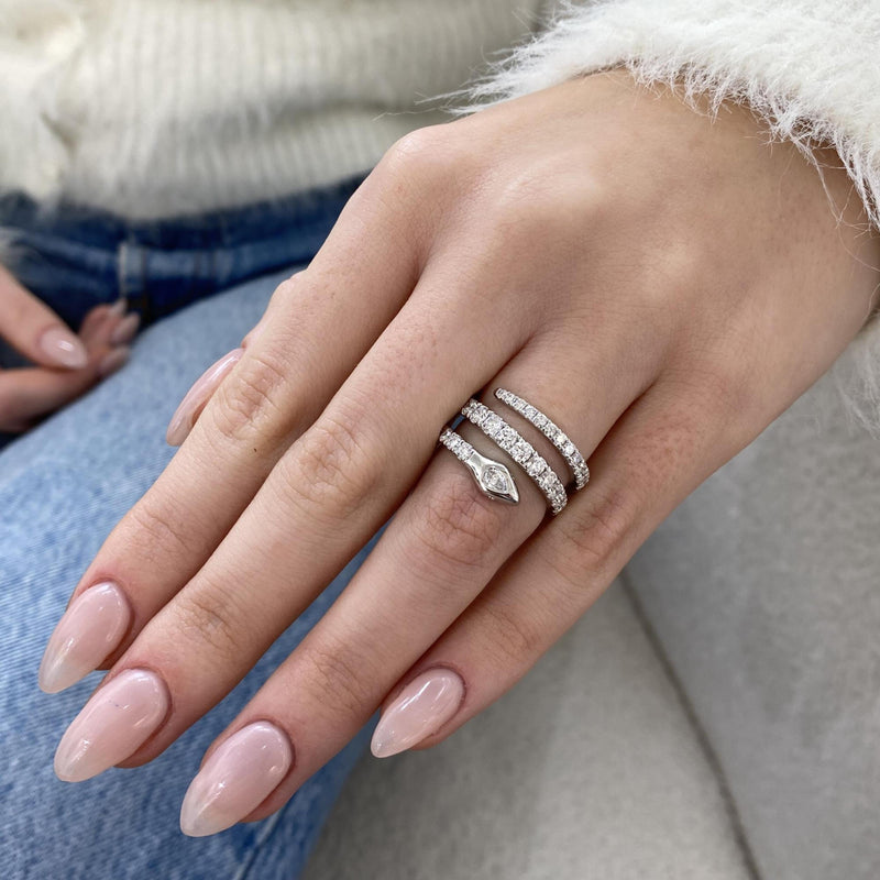 Diamond Wrap Ring 1.57 Carat White Gold 14K