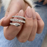 Diamond Wrap Ring 1.57 Carat White Gold 14K