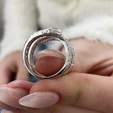 Diamond Wrap Ring 1.57 Carat White Gold 14K