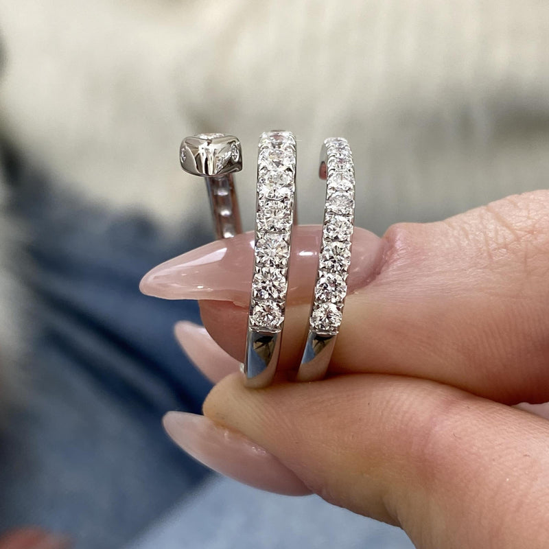 Diamond Wrap Ring 1.57 Carat White Gold 14K