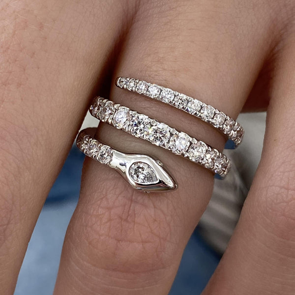 Diamond Wrap Ring 1.57 Carat White Gold 14K