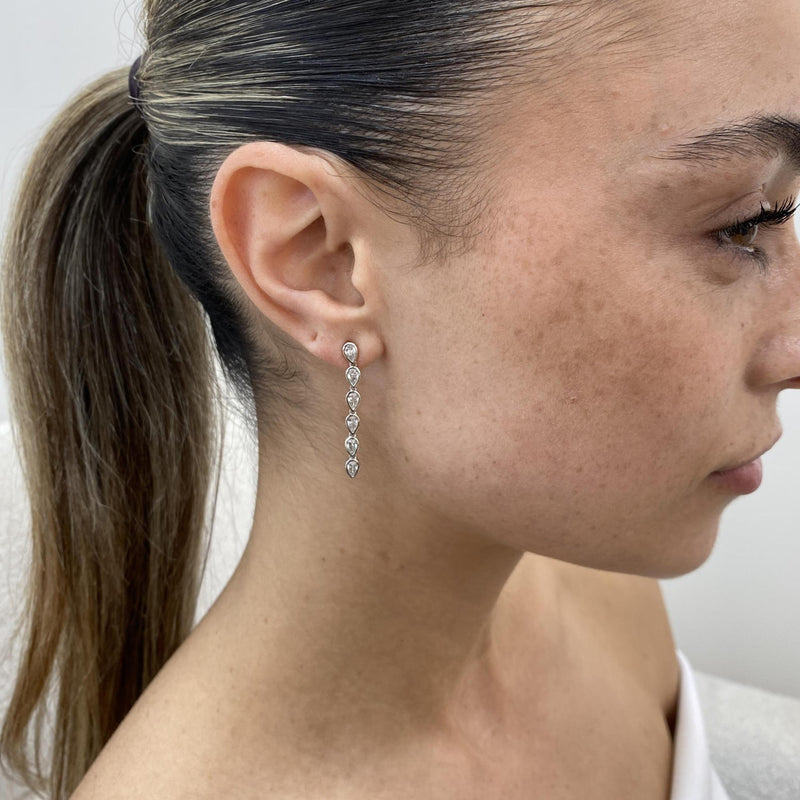 Diamond Drop Earrings 1.39 Carat White Gold 14K