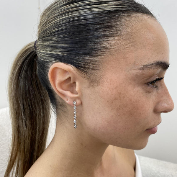 Diamond Drop Earrings 1.39 Carat White Gold 14K