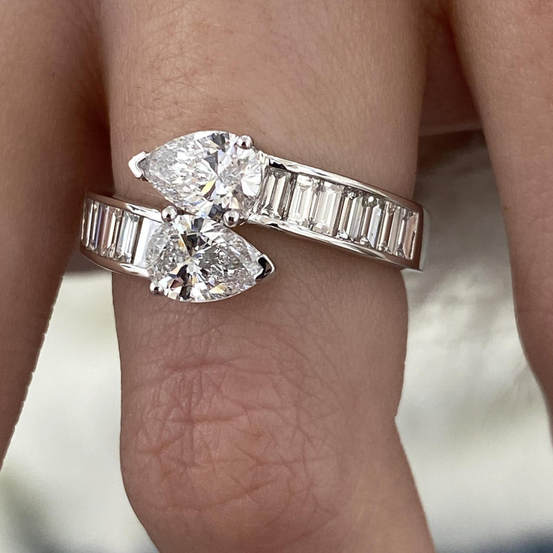 Diamond Wrap Ring 1.77 Carat White Gold 14K