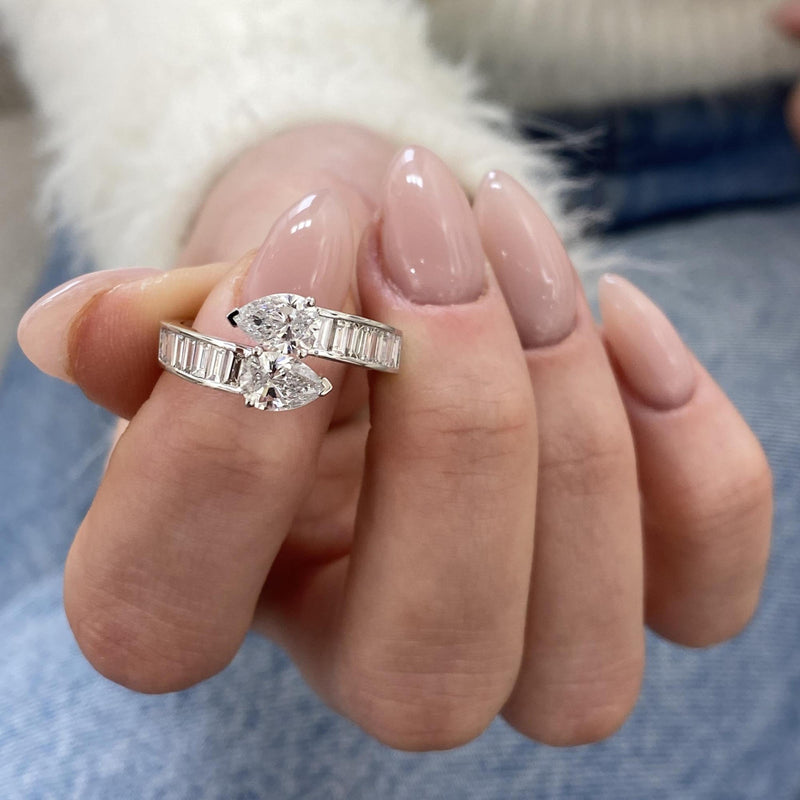 Diamond Wrap Ring 1.77 Carat White Gold 14K