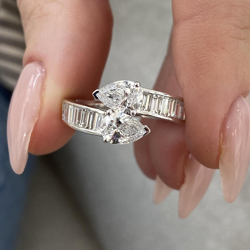 Diamond Wrap Ring 1.77 Carat White Gold 14K
