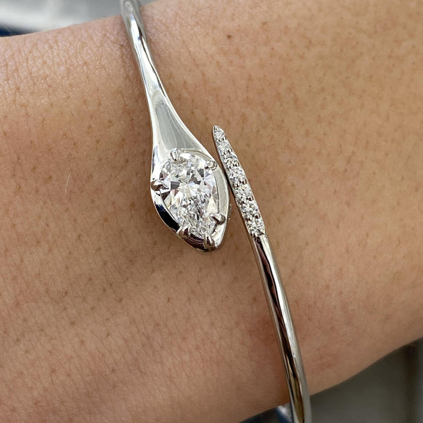 Diamond Bangle Bracelent 1.25 Carat White Gold 14K
