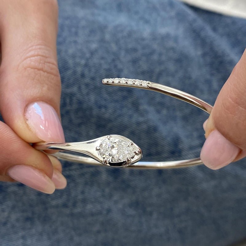 Diamond Bangle Bracelent 1.25 Carat White Gold 14K