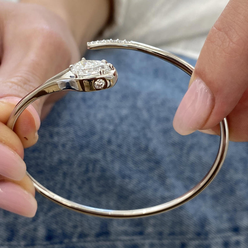 Diamond Bangle Bracelent 1.25 Carat White Gold 14K