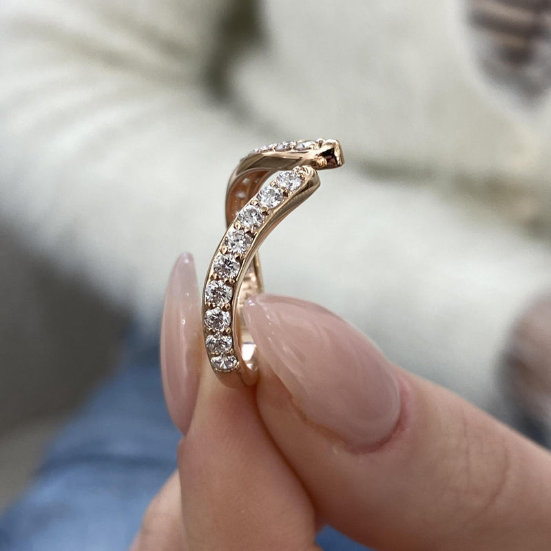 Diamond Chevron Open Ring 0.66 Carat Rose Gold 14K