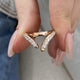 Diamond Chevron Open Ring 0.66 Carat Rose Gold 14K