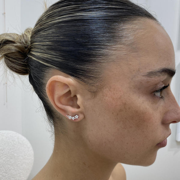 Diamond Climber Earrings 0.41 Carat White Gold 14K