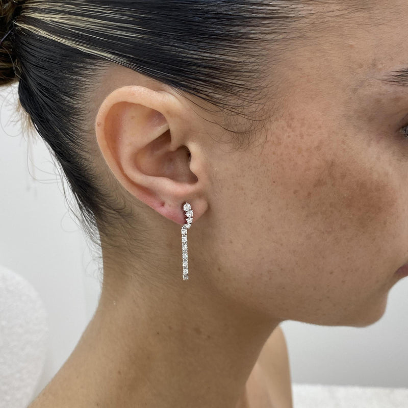 Diamond Threader Earrings 1.25 Carat White Gold 14K