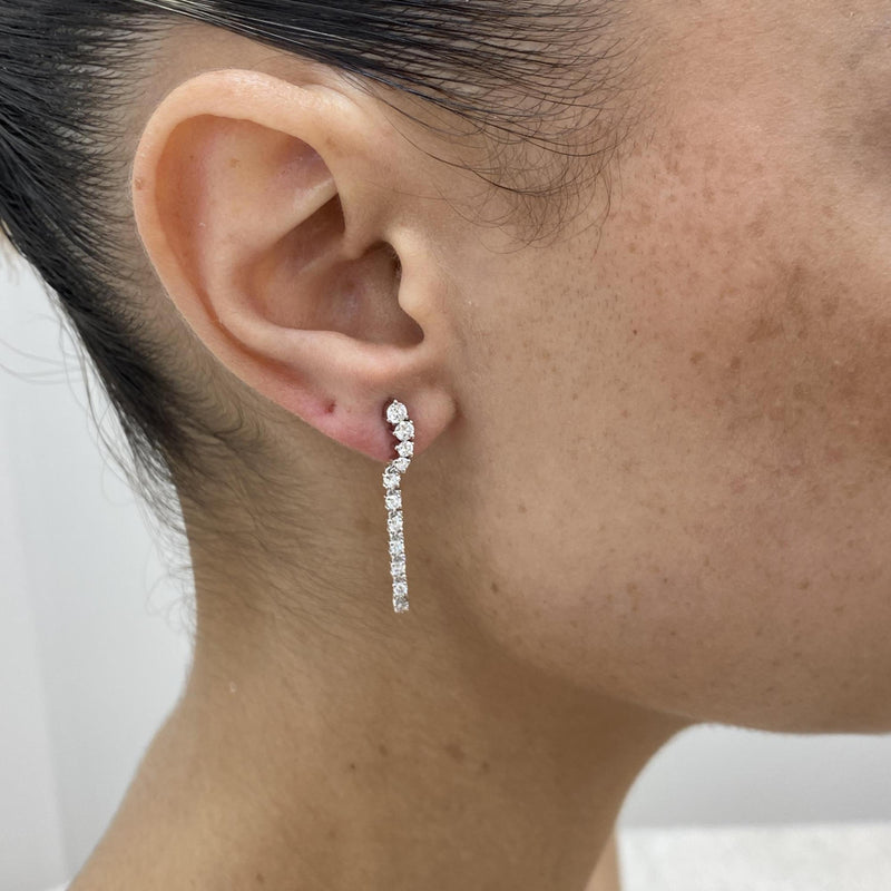 Diamond Threader Earrings 1.25 Carat White Gold 14K