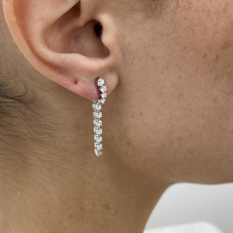 Diamond Threader Earrings 1.25 Carat White Gold 14K
