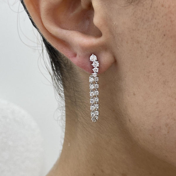 Diamond Threader Earrings 1.25 Carat White Gold 14K