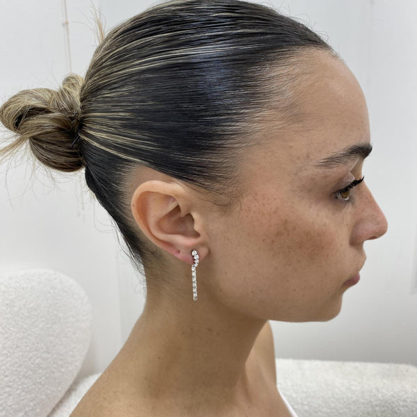 Diamond Threader Earrings 1.25 Carat White Gold 14K
