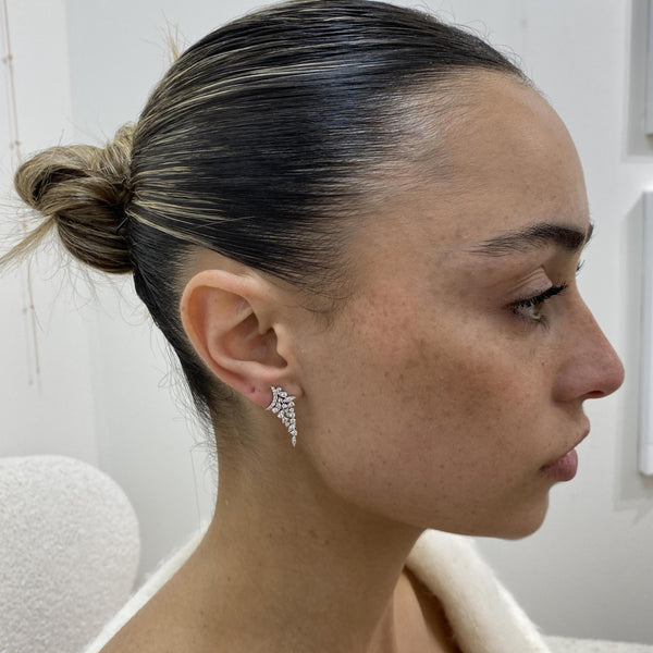 Diamond Dangle Earrings 0.94 Carat White Gold 14K