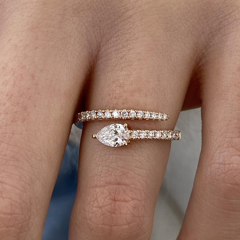 Diamond Wrap Ring 0.60 Carat Rose Gold 14K