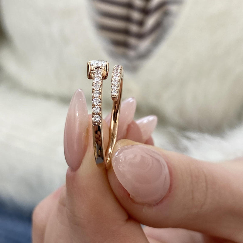 Diamond Wrap Ring 0.60 Carat Rose Gold 14K