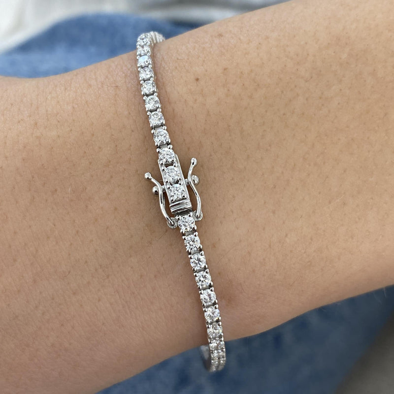 Diamond Tennis Bracelet 2.93 Carat White Gold 14K