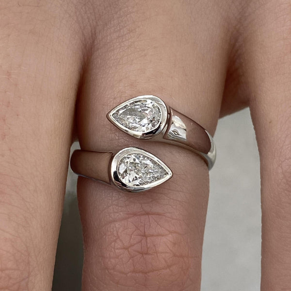 Diamond Wrap Ring 0.79 Carat White Gold 14K