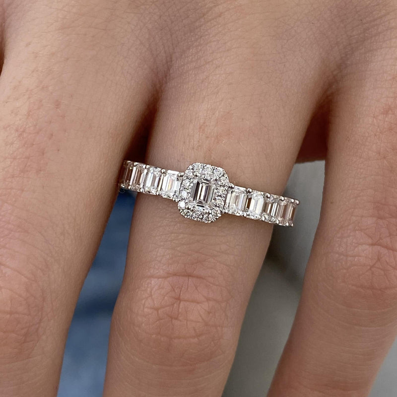 Diamond Half Eternity Ring 1.56 Carat White Gold 14K