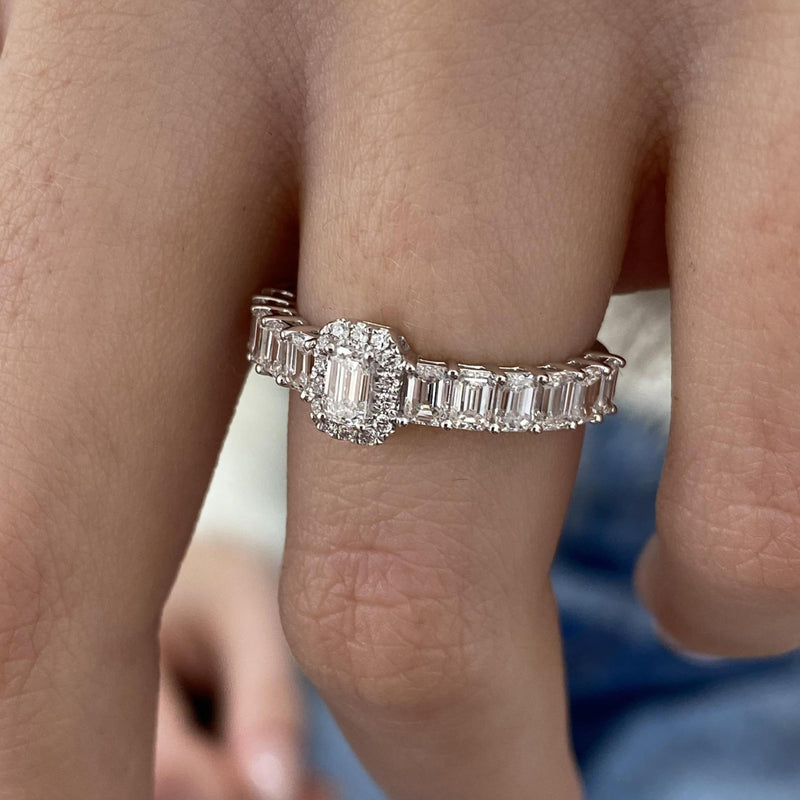 Diamond Half Eternity Ring 1.56 Carat White Gold 14K